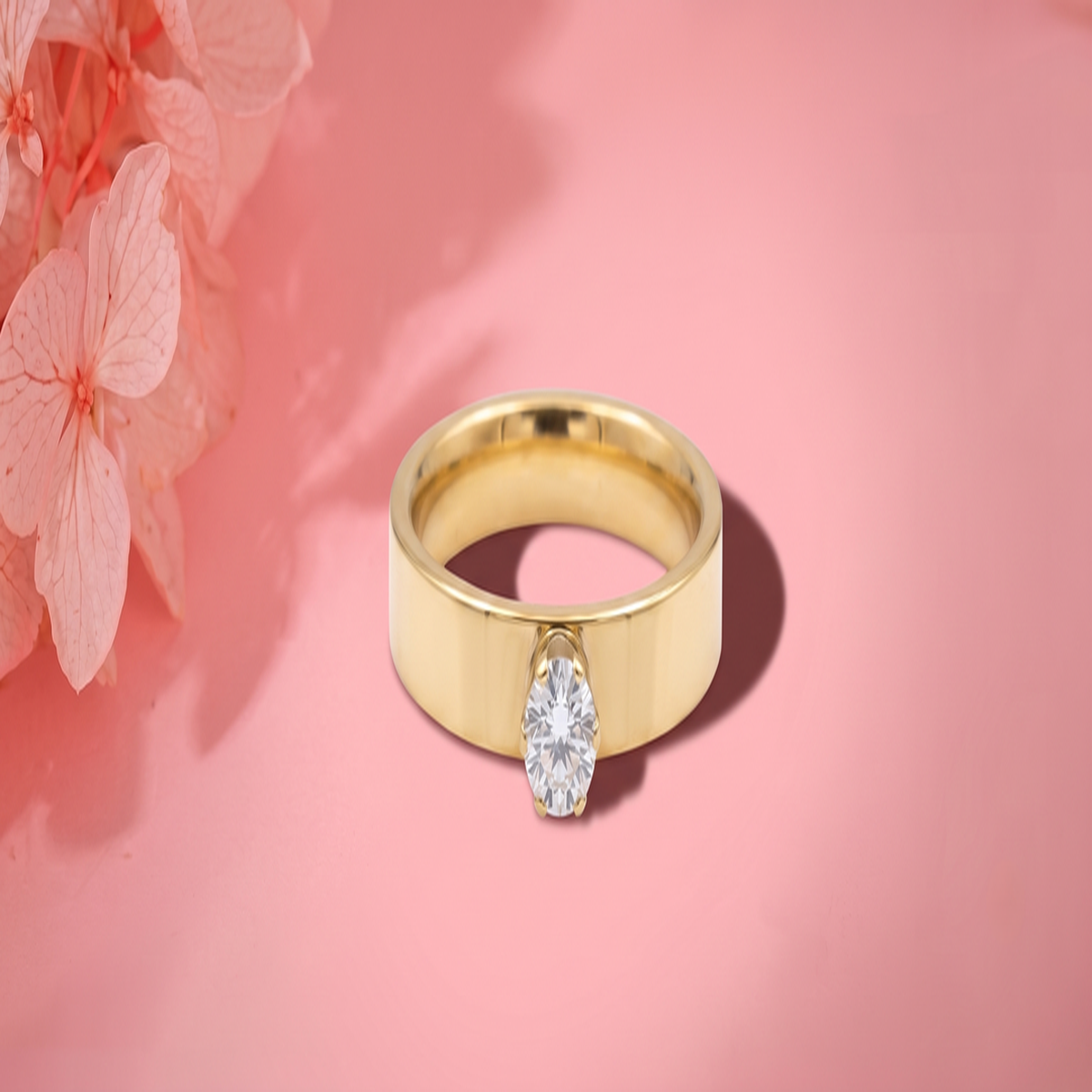 DIVYORO SOLITAIRE GOLD BAND RING