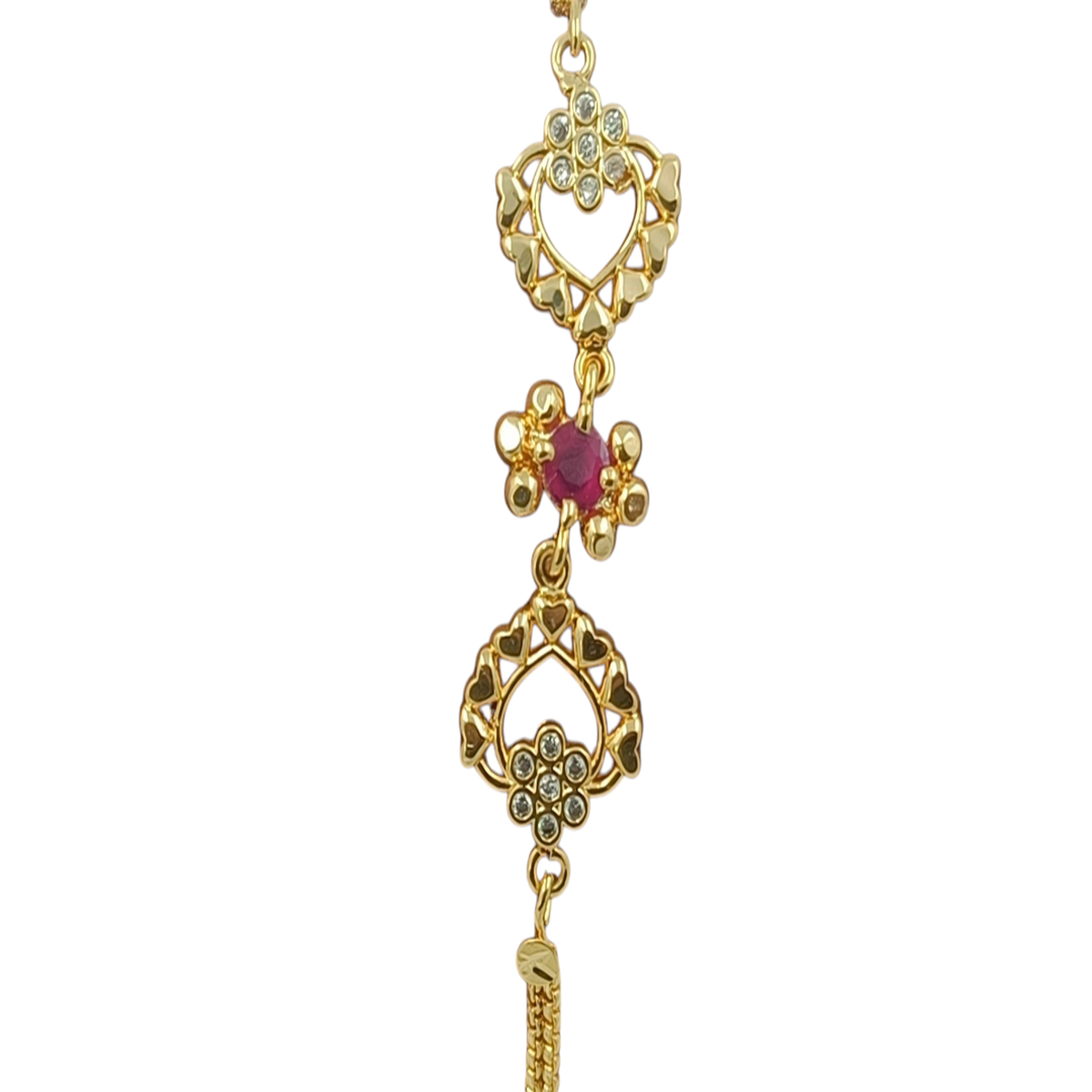 DIVYORO RUBY HEART FLORAL BRACELET
