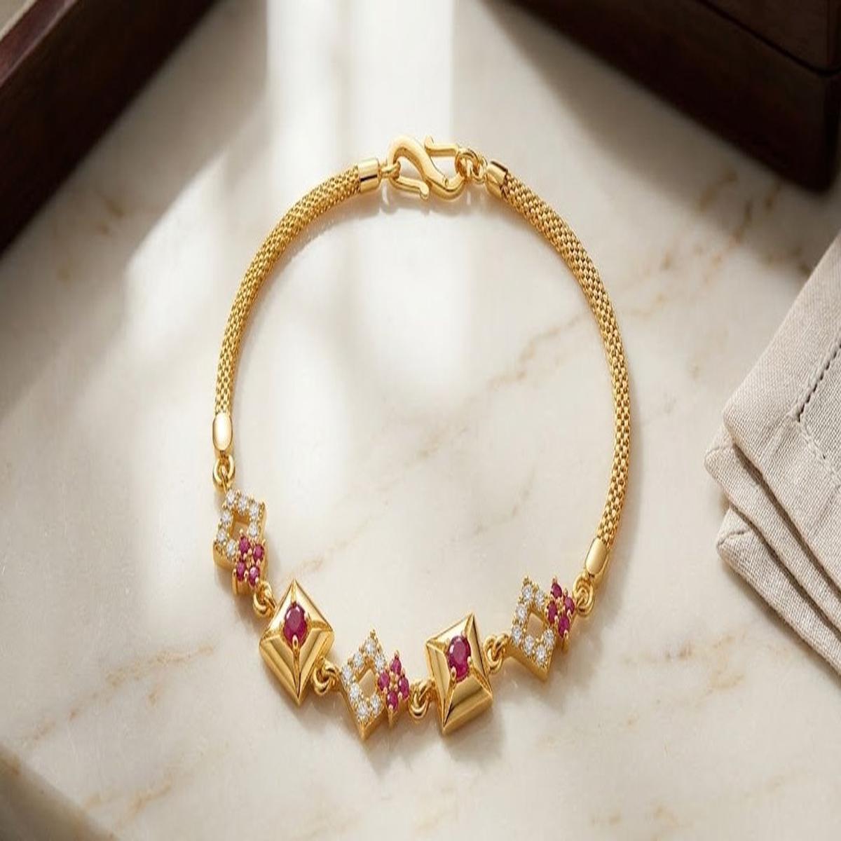DIVYORO GEOMETRIC RUBY CZ BRACELET