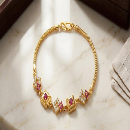 DIVYORO GEOMETRIC RUBY CZ BRACELET