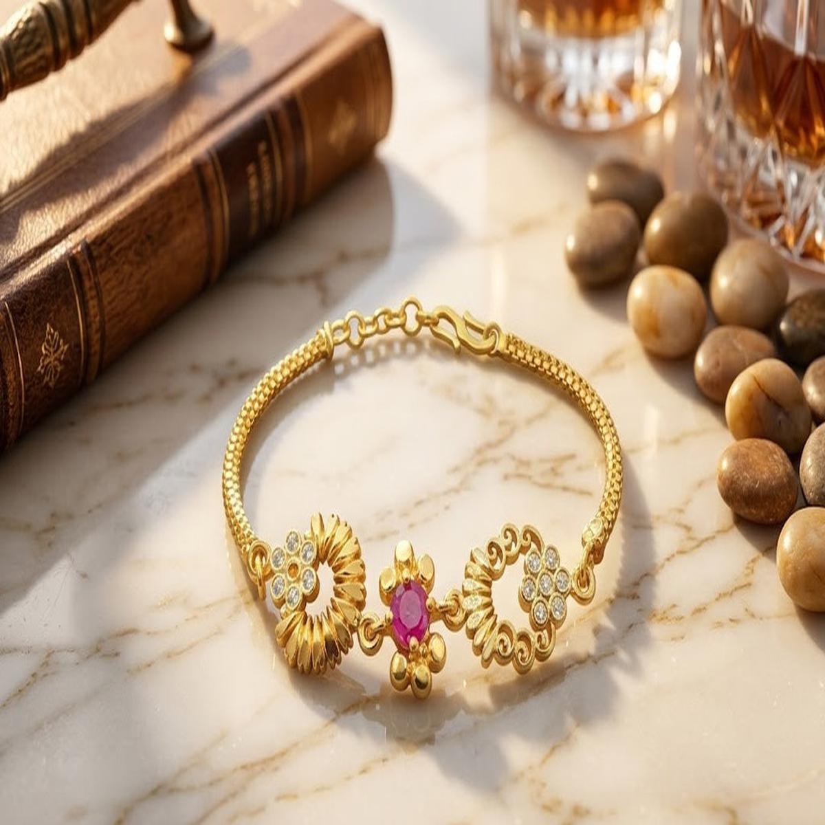 DIVYORO RUBY SUNBURST FLORAL BRACELET
