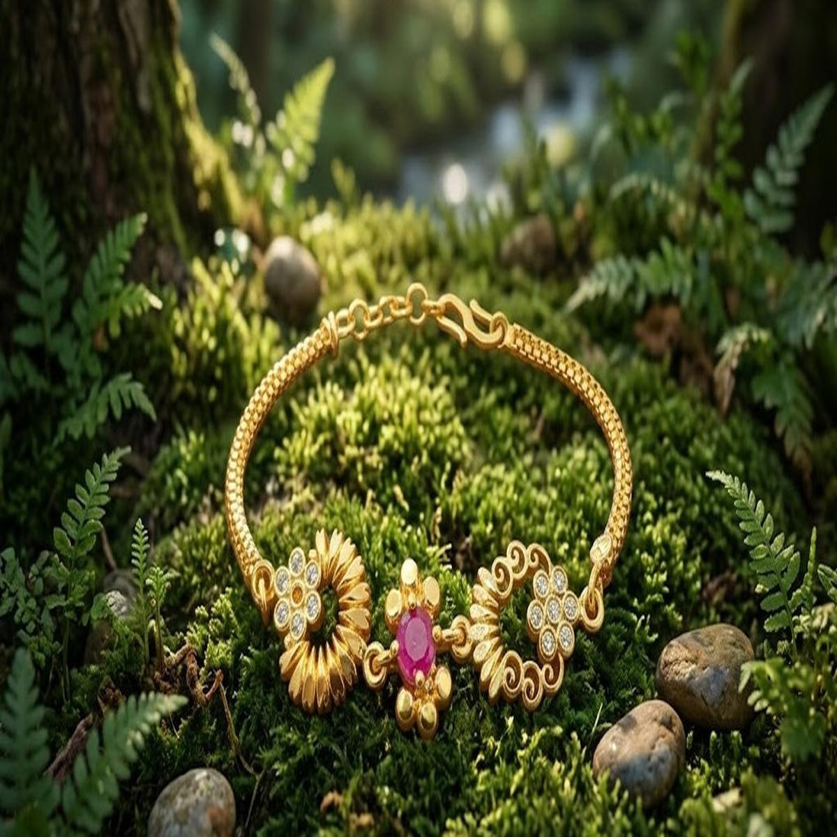 DIVYORO RUBY SUNBURST FLORAL BRACELET