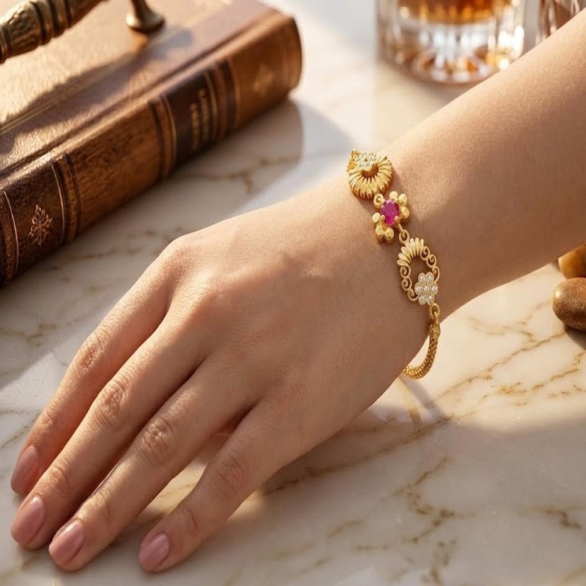 DIVYORO RUBY SUNBURST FLORAL BRACELET
