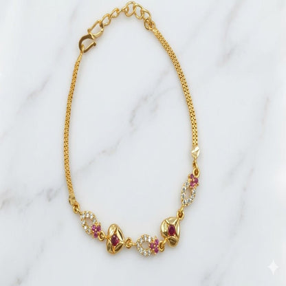 DIVYORO GOLD RUBY FLORAL BRACELET