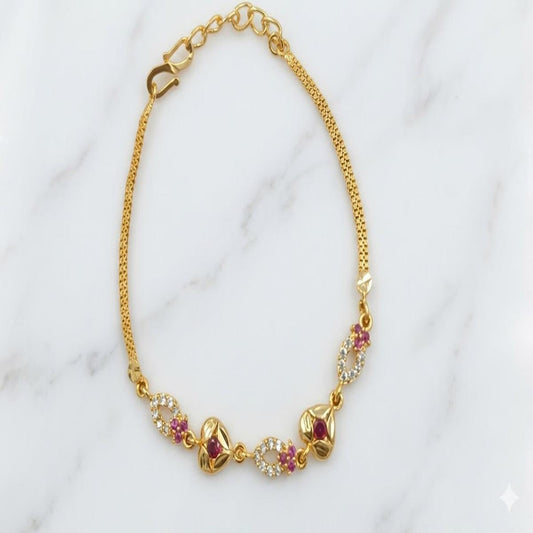 DIVYORO GOLD RUBY FLORAL BRACELET