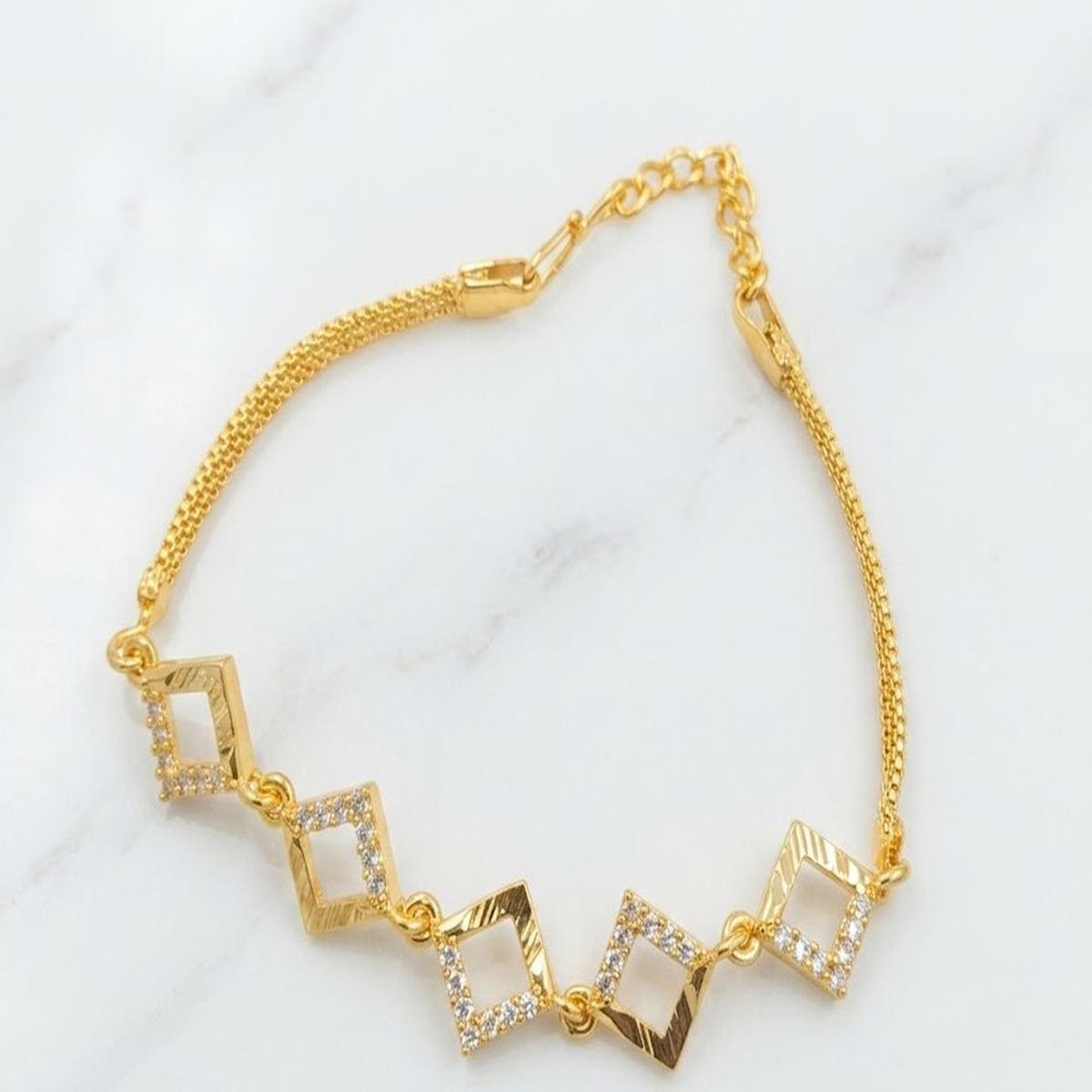DIVYORO GEOMETRIC GOLD CZ BRACELET