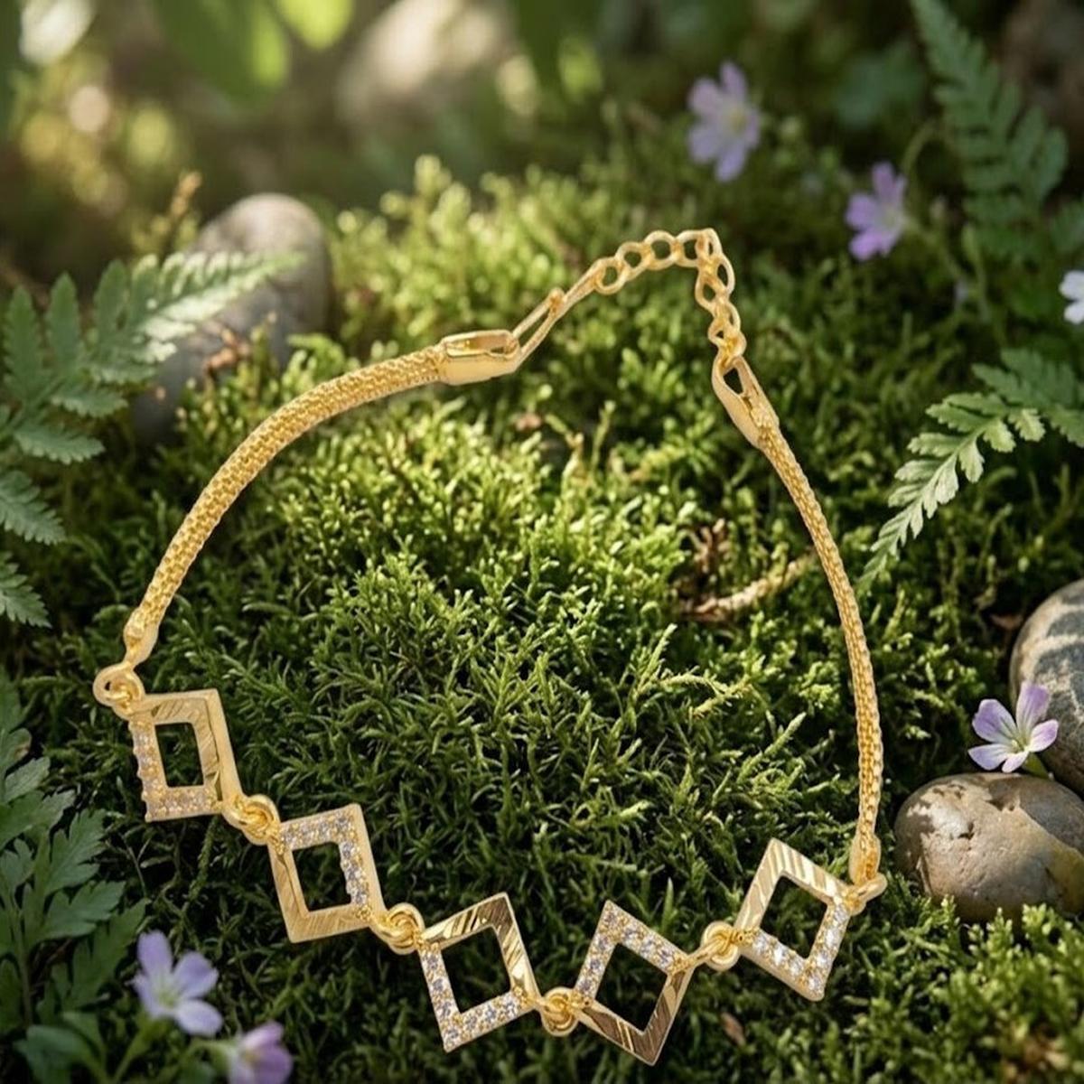 DIVYORO GEOMETRIC GOLD CZ BRACELET