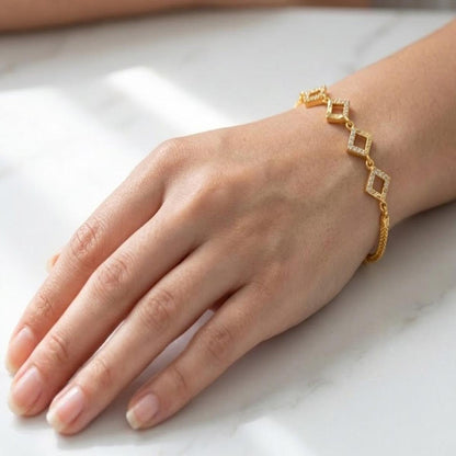 DIVYORO GEOMETRIC GOLD CZ BRACELET