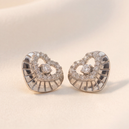 DIVYORO LUXE HEART BLOSSOM STUDS EARRING