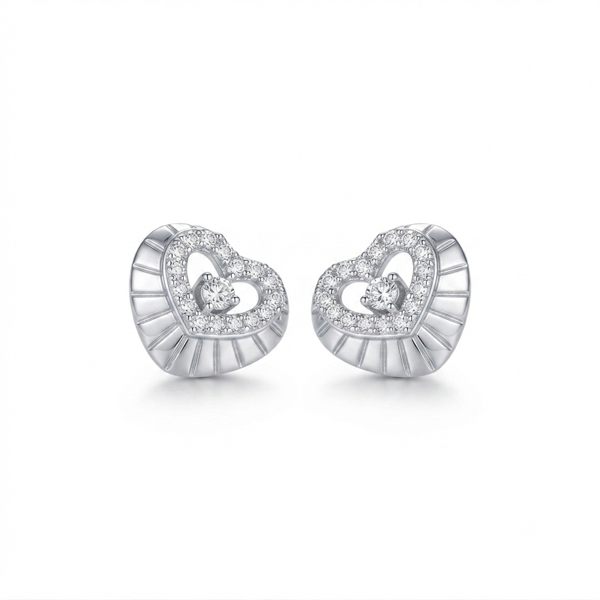 DIVYORO LUXE HEART BLOSSOM STUDS EARRING
