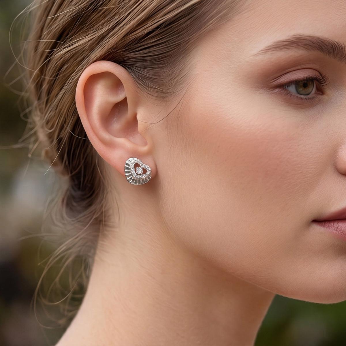 DIVYORO LUXE HEART BLOSSOM STUDS EARRING