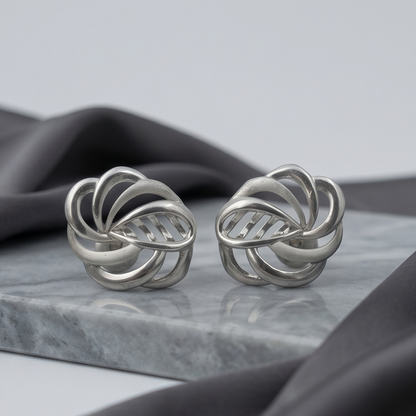DIVYORO INTERTWINED SILVER STUDS EARRING