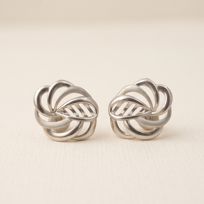 DIVYORO INTERTWINED SILVER STUDS EARRING
