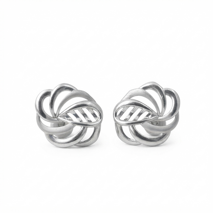DIVYORO INTERTWINED SILVER STUDS EARRING