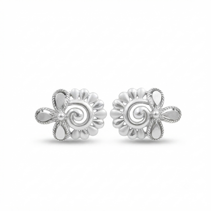 DIVYORO ORNATE SILVER SWIRL EARRING