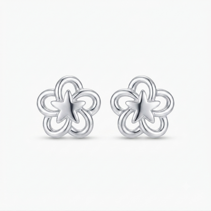 DIVYORO SILVER STAR FLOWER EARRING
