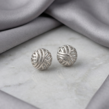 DIVYORO THREADED SILVER BALL EARRING