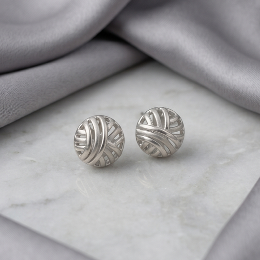 DIVYORO THREADED SILVER BALL EARRING