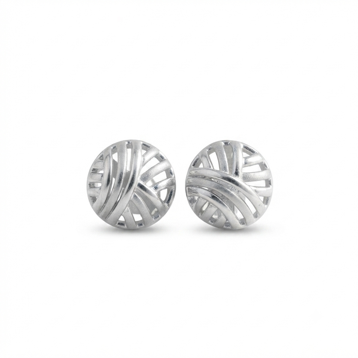 DIVYORO THREADED SILVER BALL EARRING