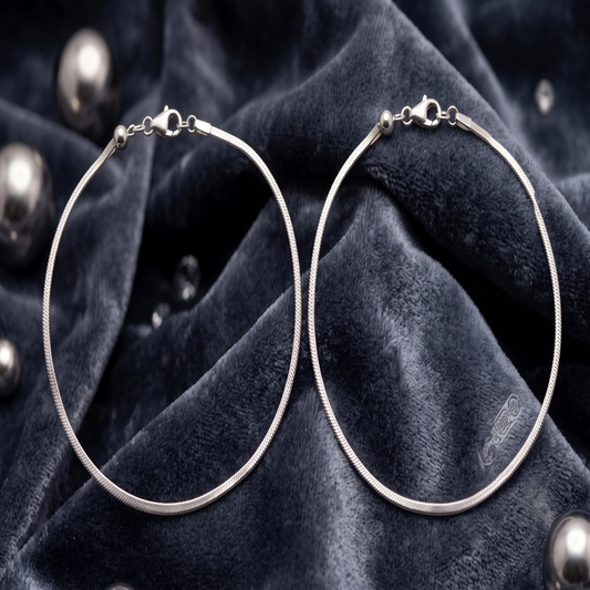 DIVYORO PREMIUM FLAT HERRINGBONE SILVER ANKLET