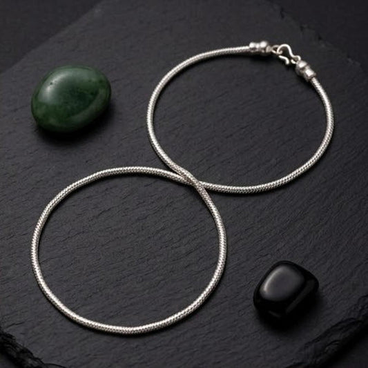 DIVYORO DENSE FLUID CHAIN SILVER ANKLET