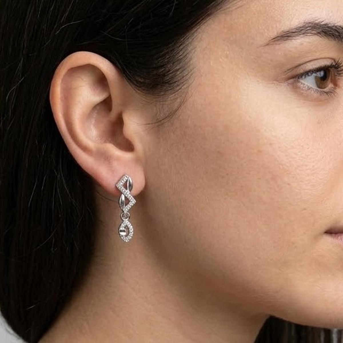 DIVYORO PAVÉ ZIGZAG AND LEAF DROP STUDS EARRING