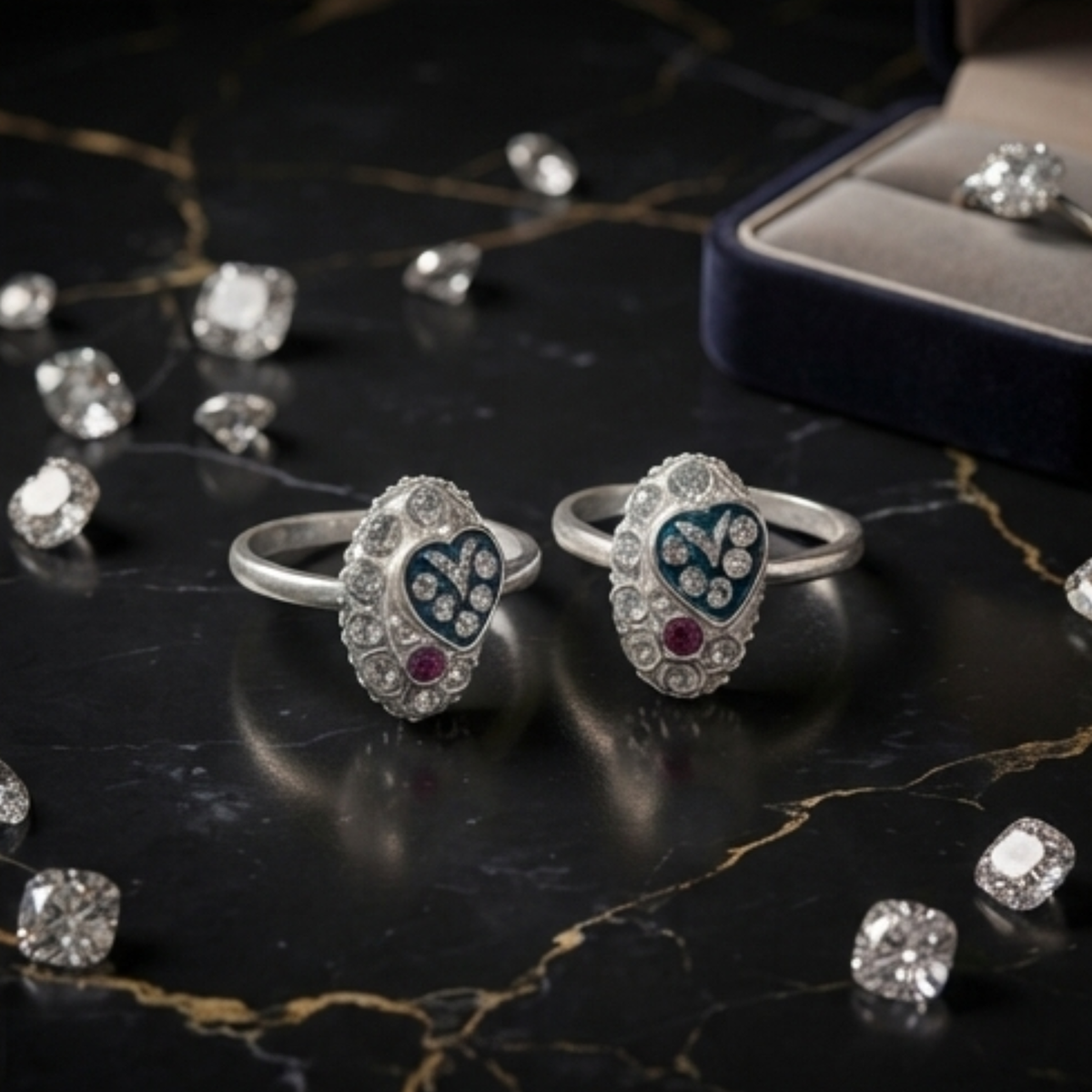 DIVYORO ROYAL BLUE HEART TOE RING