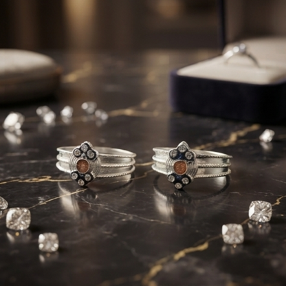 DIVYORO ELEGANT CIRCULAR STONE TOE RING