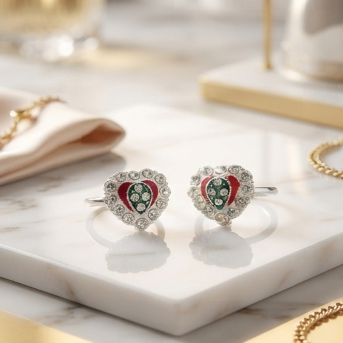 DIVYORO CLASSIC HEART TOE RING SET