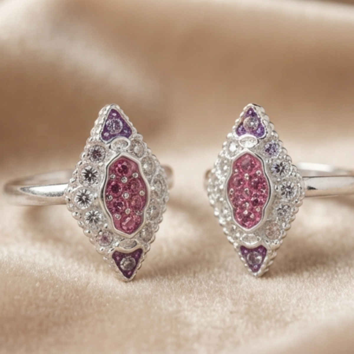 DIVYORO PINK & PURPLE GEM TOE RING