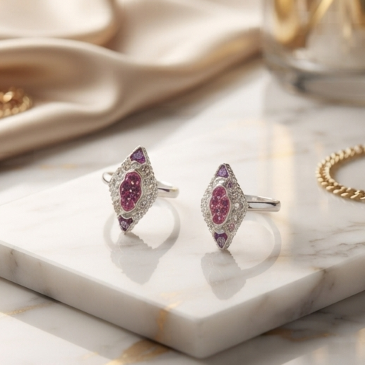 DIVYORO PINK & PURPLE GEM TOE RING