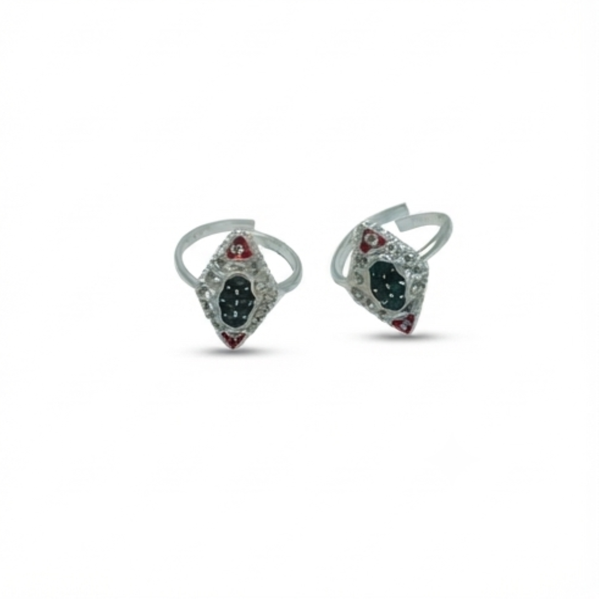 DIVYORO DIAMOND-PATTERN SILVER TOE RING