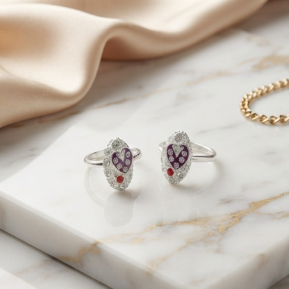 DIVYORO PURPLE ENAMEL TOE RING SET