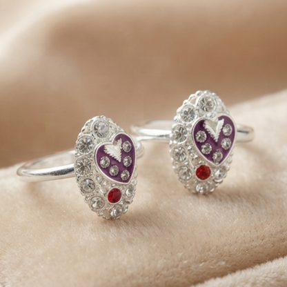 DIVYORO PURPLE ENAMEL TOE RING SET