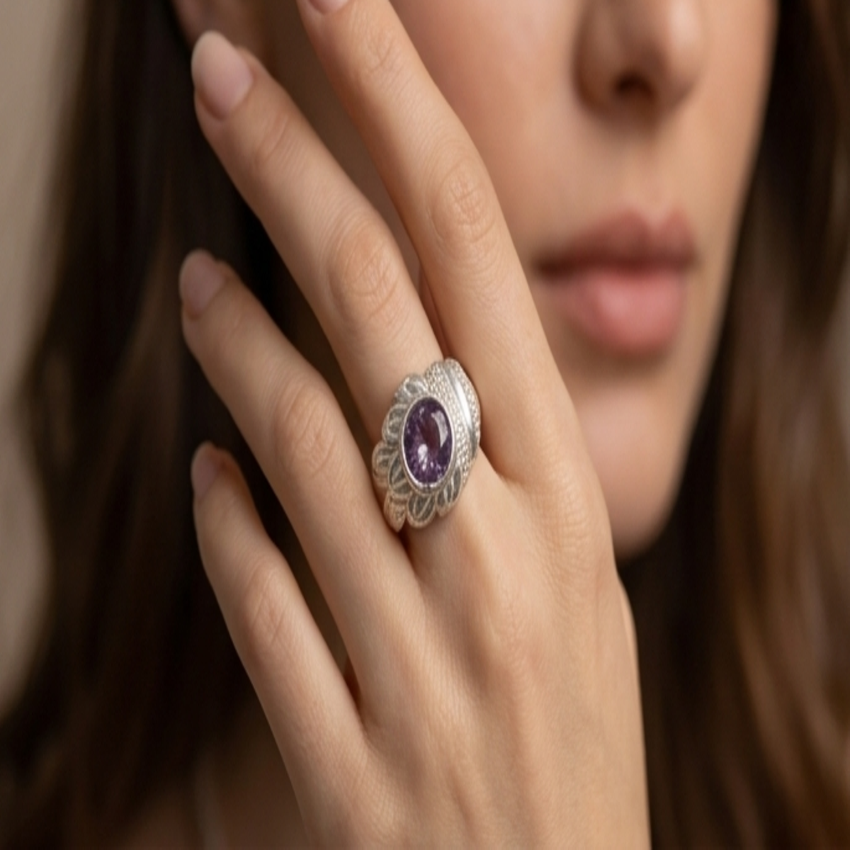 DIVYORO AMETHYST CROWN RING