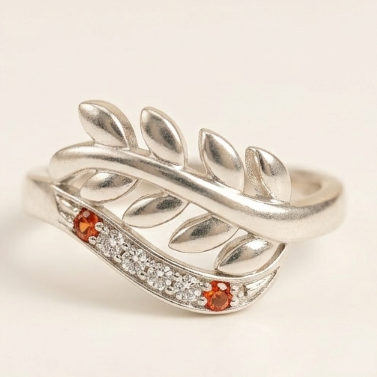 DIVYORO RUBY LEAF RING