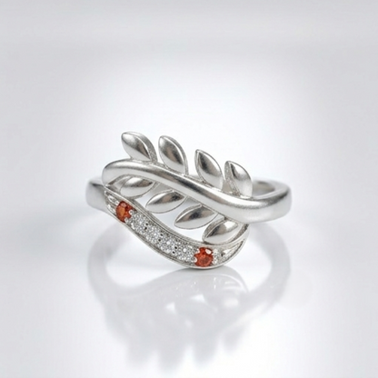 DIVYORO RUBY LEAF RING