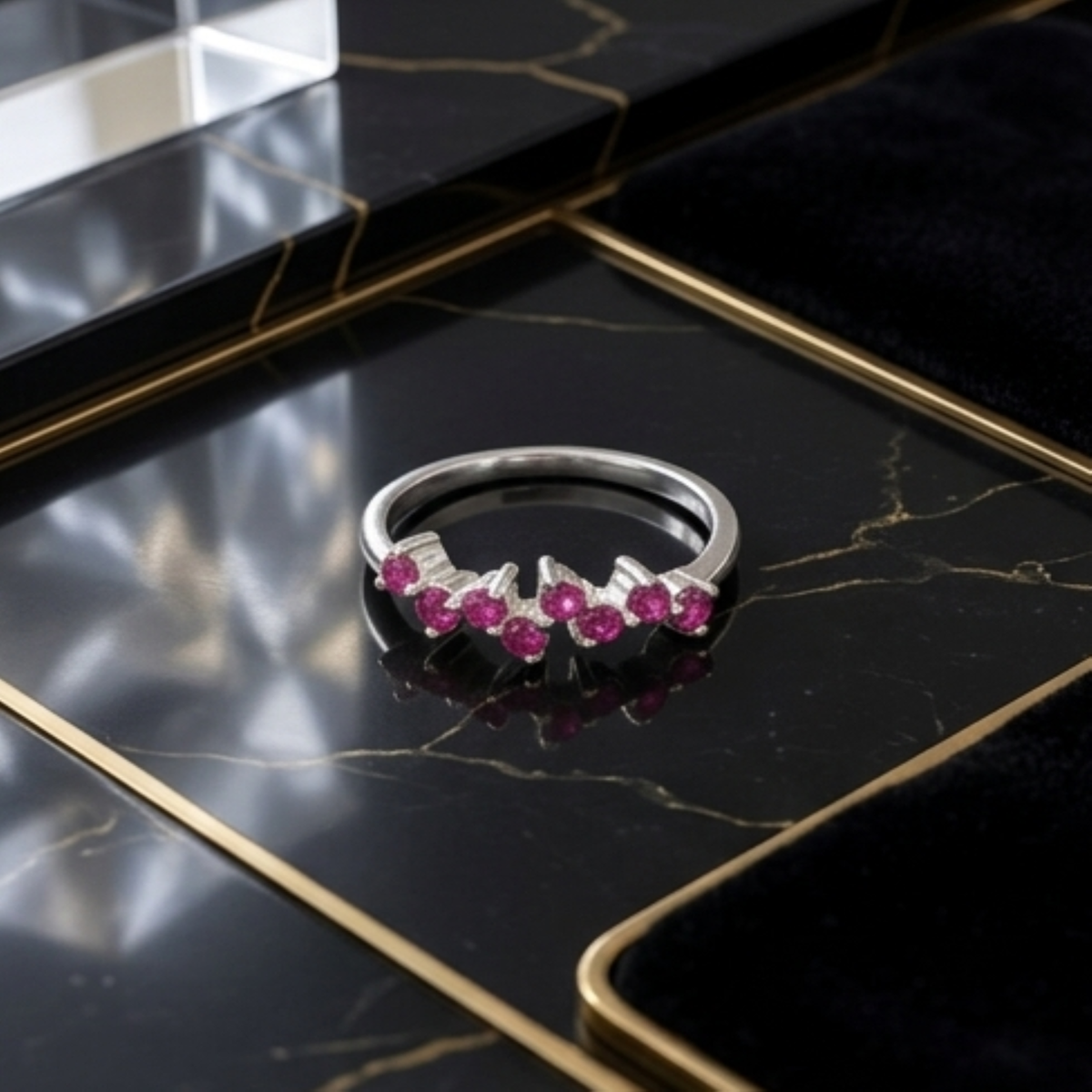 DIVYORO PINK SAPPHIRE CLUSTER RING