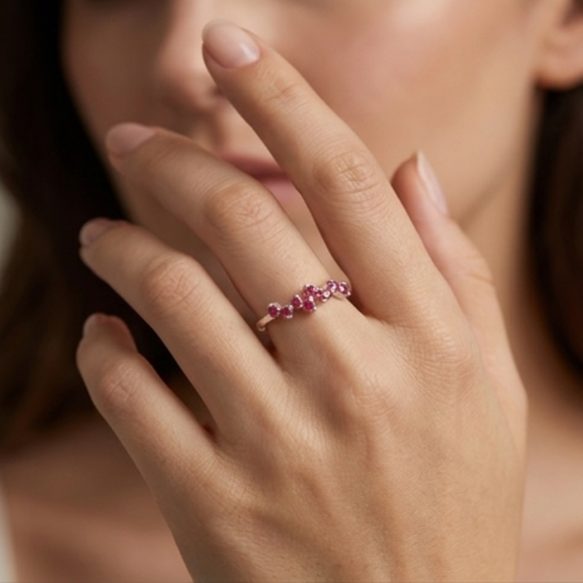 DIVYORO PINK SAPPHIRE CLUSTER RING