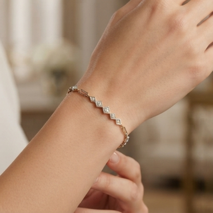 DIVYORO MINIMALIST PRISM SPARKLE SILVER BRACELET