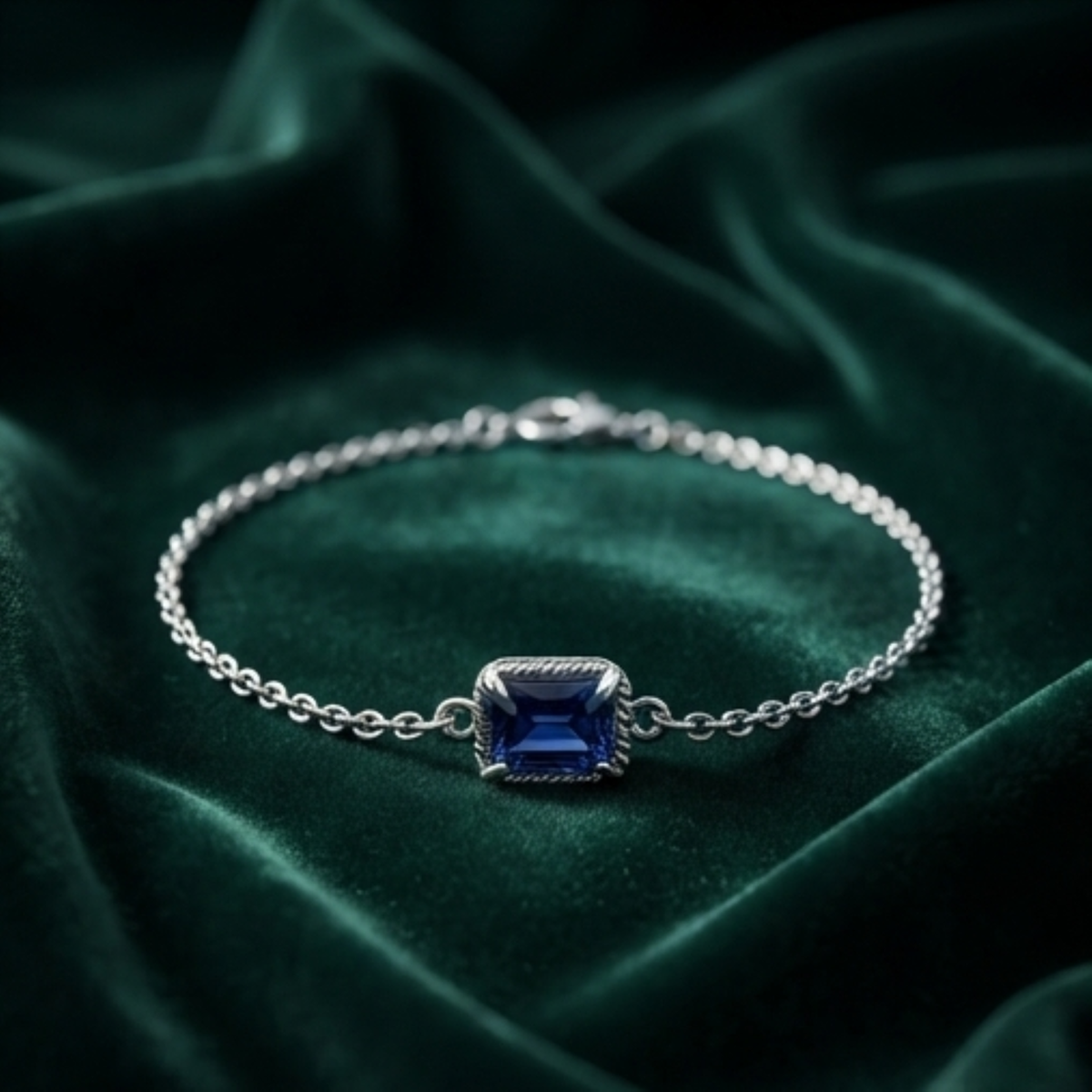 DIVYORO EMERALD-CUT DEEP BLUE STATION BRACELET