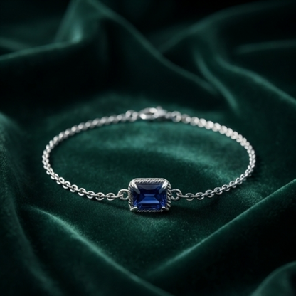 DIVYORO EMERALD-CUT DEEP BLUE STATION BRACELET