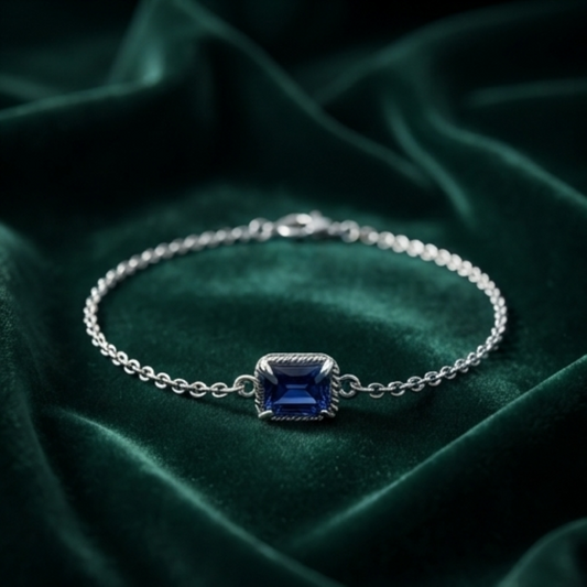 DIVYORO EMERALD-CUT DEEP BLUE STATION BRACELET