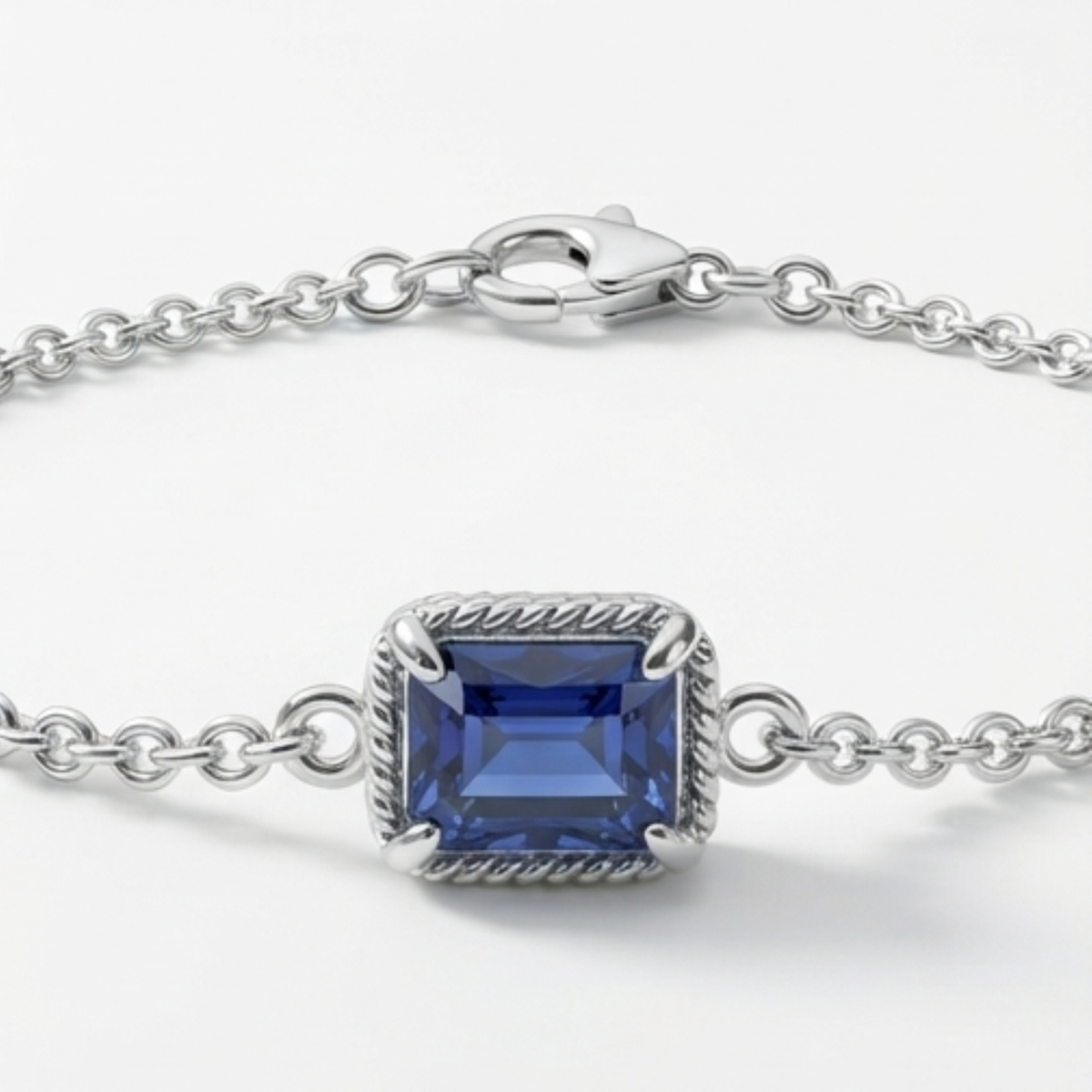 DIVYORO EMERALD-CUT DEEP BLUE STATION BRACELET