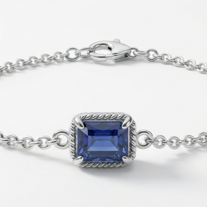 DIVYORO EMERALD-CUT DEEP BLUE STATION BRACELET