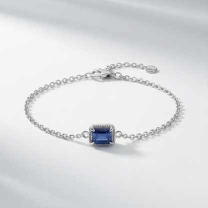 DIVYORO EMERALD-CUT DEEP BLUE STATION BRACELET