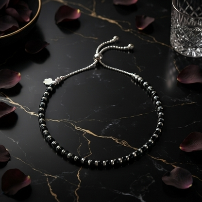 DIVYORO SILVER BEADED CHARM ANKLET