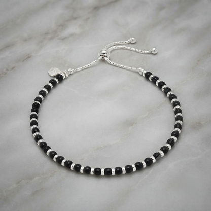 DIVYORO SILVER BEADED CHARM ANKLET