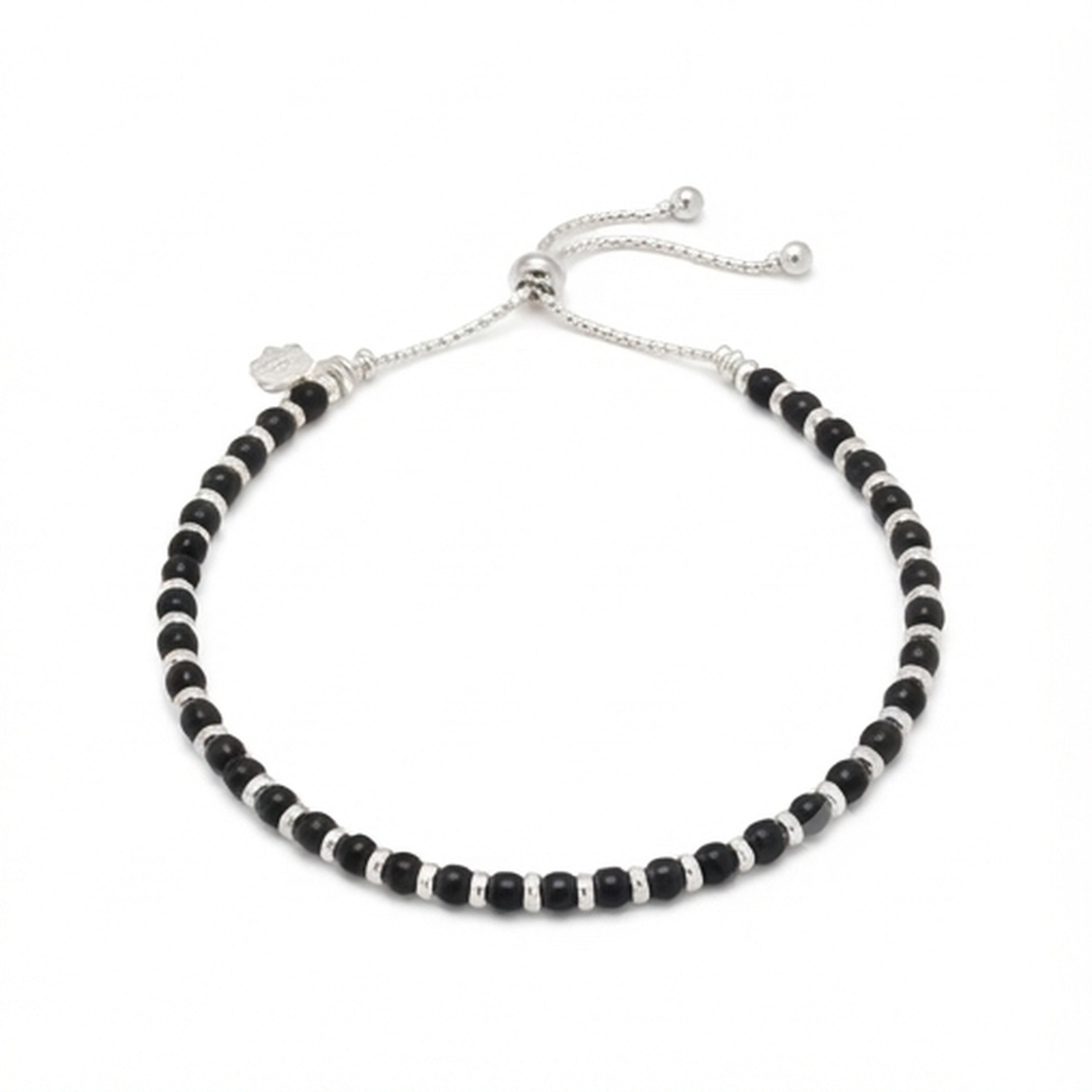 DIVYORO SILVER BEADED CHARM ANKLET