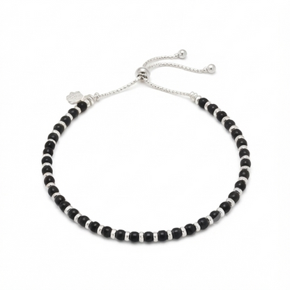 DIVYORO SILVER BEADED CHARM ANKLET